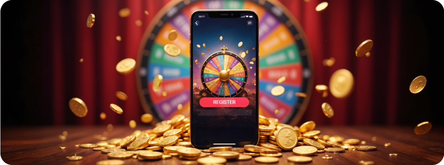 a wheel and a phone with registration Crazy Time